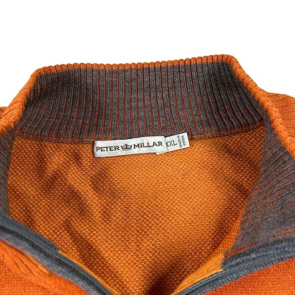 Peter Millar 1/4 Zip Sweater Mens XXL Orange Pullover Wool Golf MF14S82 - Picture 3 of 10